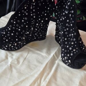 SHEIN Black Ankle Boots with Silver Studs